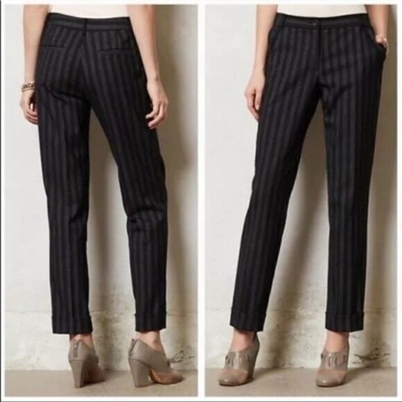ANTHROPOLOGIE-CARTONNIER Stripe Wool Blend Trouser (Size:2) - Picture 1 of 11